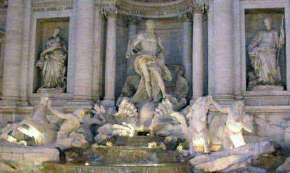 trevi fountain view at night
